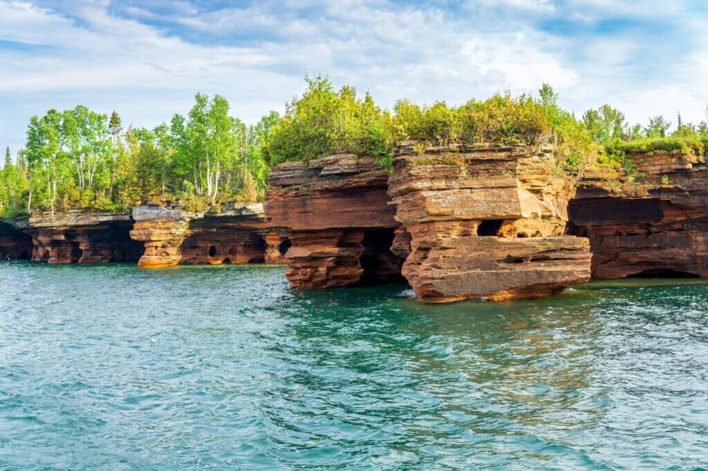 Magnificent sandstone cliffs of Apostle Islands National Lakeshore