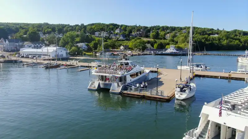 Highlights of an Apostle Islands Cruises' Grand Tour: View of Bayfield cruise dock