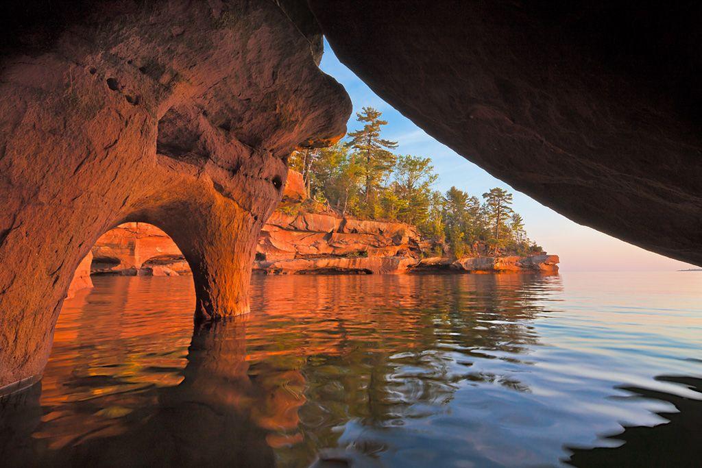 Highlight Number 4 of an Apostle Islands Cruises' Grand Tour: View from inside one of the Apostle Island sea caves