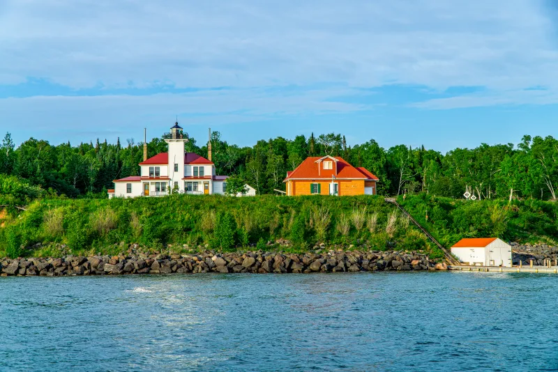 Raspberry Island Lighthouse, as seen from an Apostle Islands Cruise