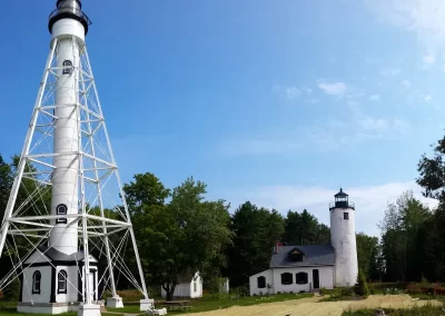 The two lighthouses on Michigan Island in the Apostle Islands National Lakeshore